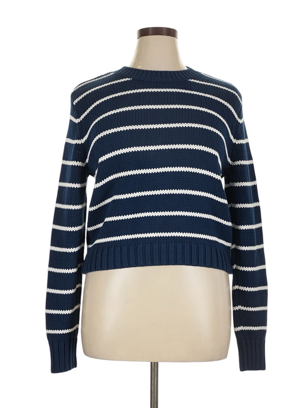Madewell Relaxed Crewneck Sweater XL Navy White Stripes 100% Cotton Summer NWT